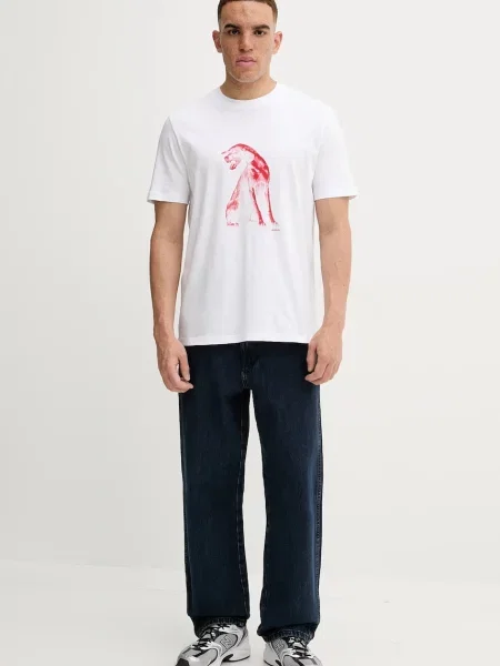 HUGO t-shirt z nadrukiem biały
