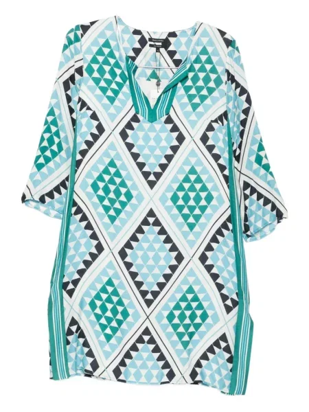 Rochie midi Marc O'polo cu imagine cu decolteu în V cu imprimeu geometric alb