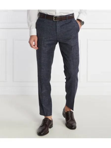 BOSS BLACK De lână pantaloni | cu adaos de in negru