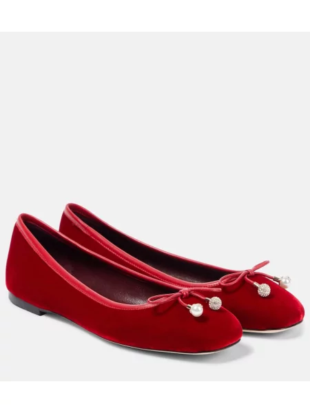 Balerini Jimmy Choo de catifea roșu
