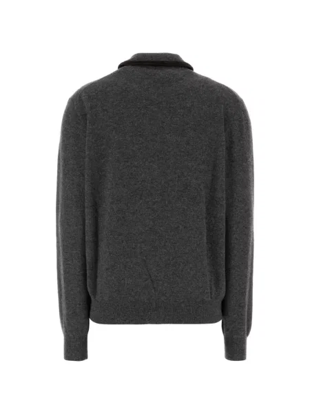 Cardigan Miu Miu din piele de căprioară gri