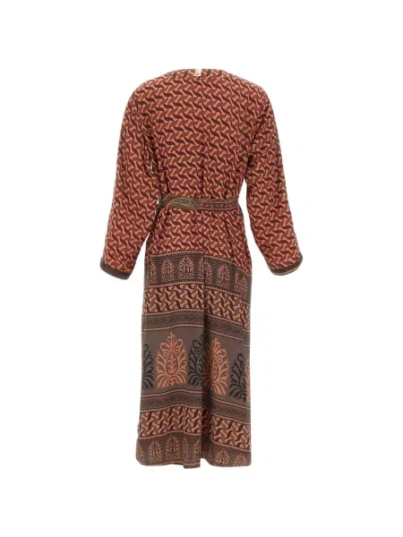 Sukienka Picus Viridis w abstrakcyjne wzory brązowa
