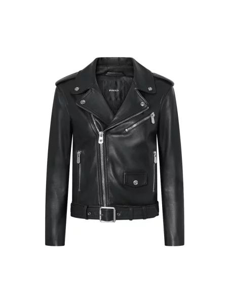 Kurtka skórzana Pinko biker czarna