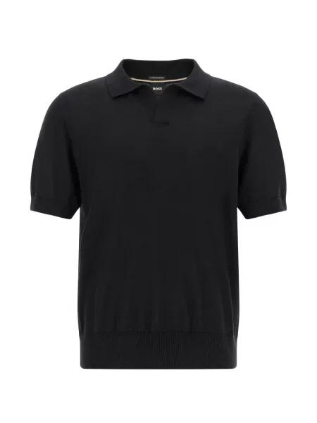 Gulerat tricou polo Boss de lână negru