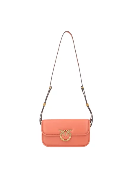 Torebka bagietka Pinko skórzana brązowa