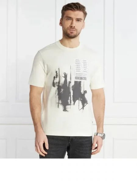BOSS ORANGE Tricou Te_Patchwork | Relaxed fit portocaliu