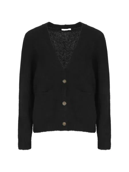 Cardigan Oliver Lattughi din lână alpaca cu decolteu în V negru
