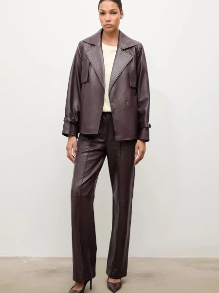 Шкіряна куртка Answear.LAB демісезонна бордовий