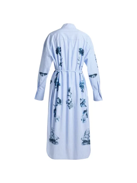 Rochie tip cămașă Erdem cu dungi albastru