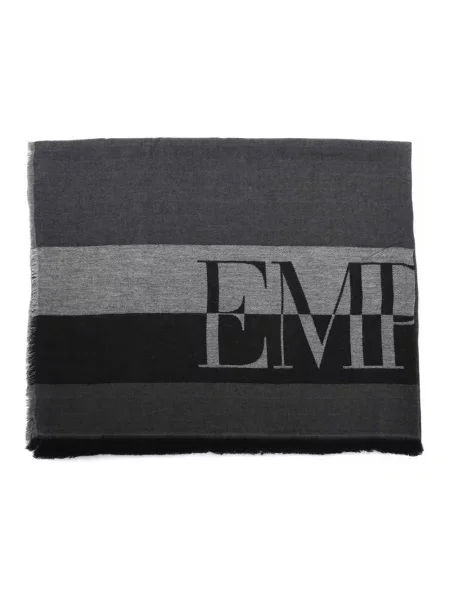 Szal Emporio Armani z logo szara