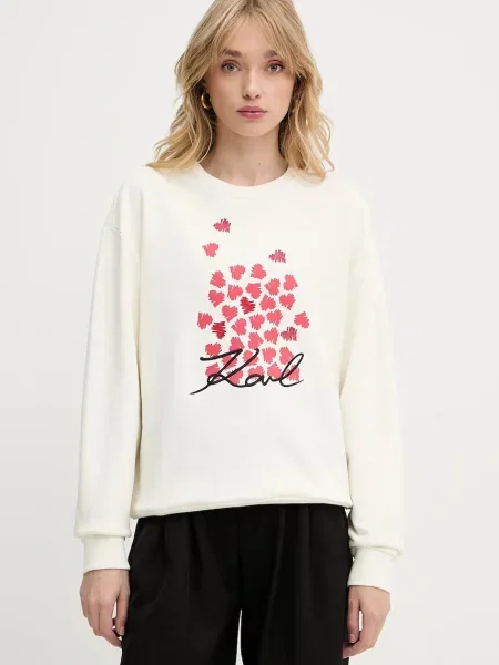 Karl Lagerfeld bluza z nadrukiem beżowy