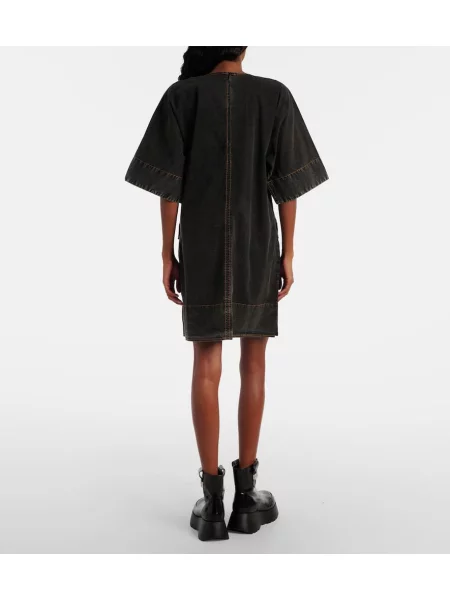 Rochie din denim Ganni negru