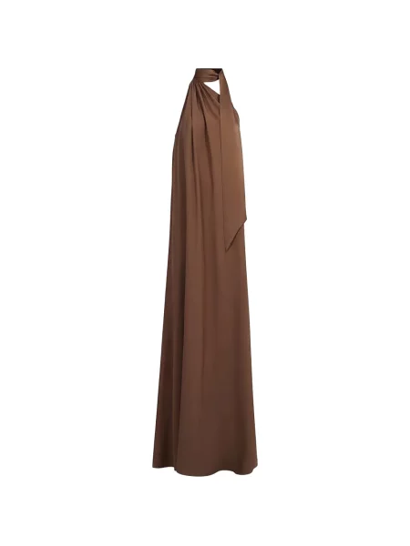 Rochie Taller Marmo cu legături cu gât halter maro