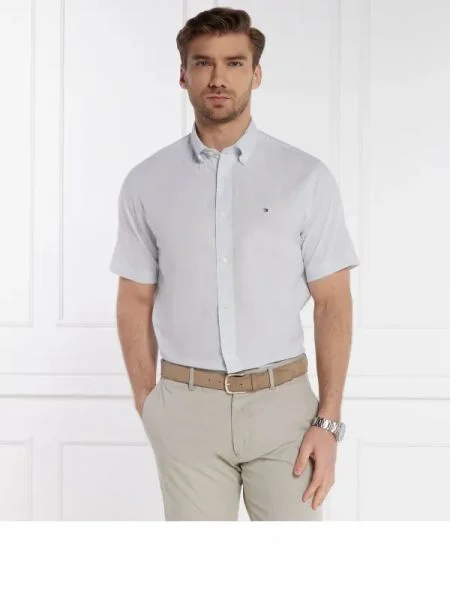 Tommy Hilfiger Cămașă | cu adaos de in albastru