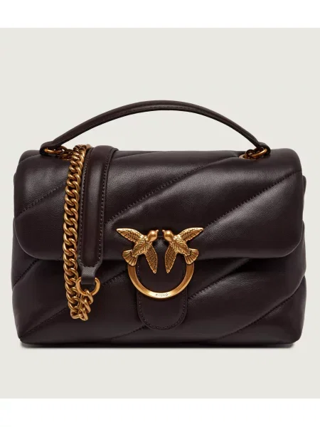 Geanta crossbody Pinko din piele clasică maro