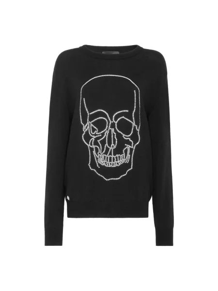 Sweter Philipp Plein z kaszmiru z okrągłym dekoltem czarny