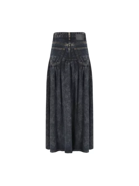 GANNI spódnica jeansowa Light Denim Long granatowy maxi rozkloszowana niebieska