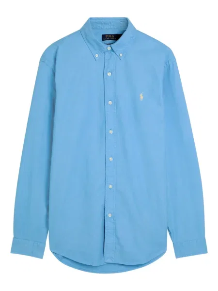 Плетена риза Polo Ralph Lauren с качулка с кръгло деколте синьо