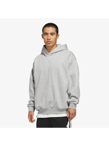Mikina adidas Basketball Fleece Hoodie Gender Neutral Medium Grey Heather M šedá