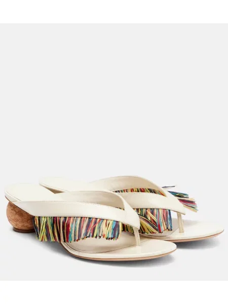 Sandály Ferragamo s třásněmi bílé