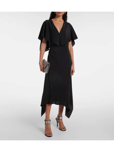 Rochie maxi Stella Mccartney de mătase de costum negru