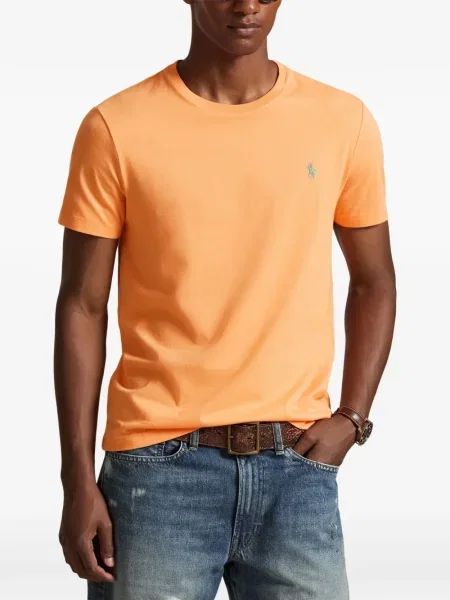 Iš natūralios odos trumpas dryžuotos polo marškinėliai Polo Ralph Lauren pilka