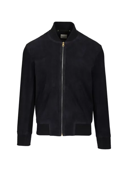 Geacă bomber Paul Smith din piele de căprioară albastru