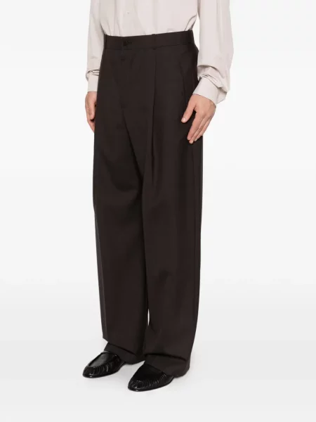 Vlněné kalhoty The Row hnědé