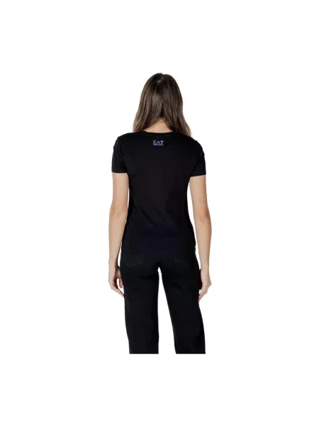 Emporio Armani Koszulki Kobieta S Koszulka z dżerseju bawełnianego ze stretchem z serii Logo Emporio Armani czarny