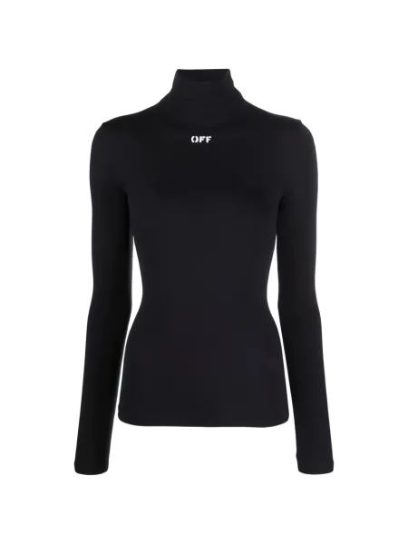 Lung top Off-white cu autograf alb