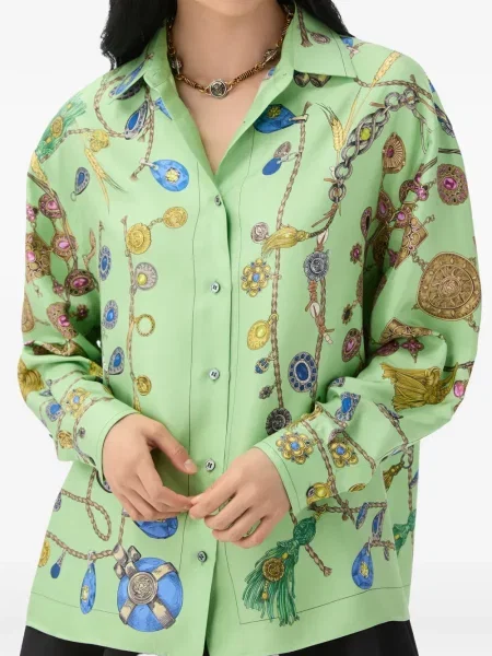 Cămașă Versace de mătase verde