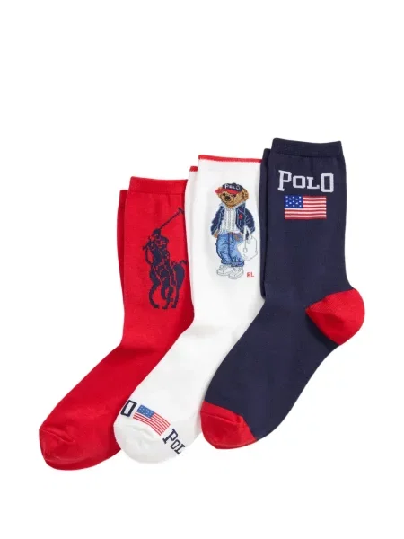Кожени чорапи Polo Ralph Lauren с отворена пета с пейсли десен бяло
