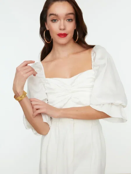 Top Trendyol din satin alb