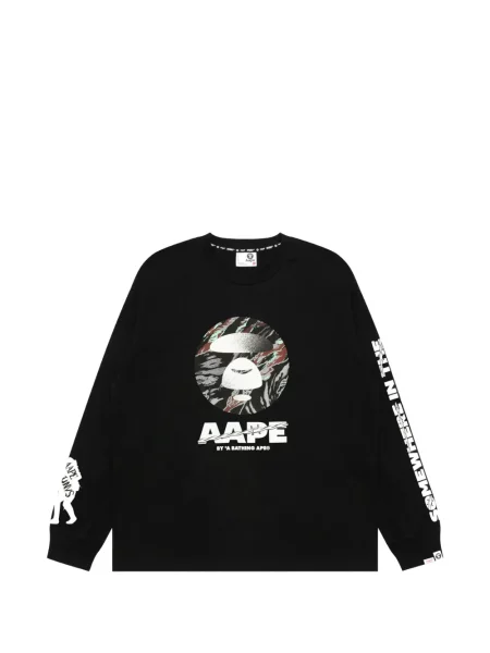 Lung tricou Aape By A Bathing Ape cu imagine negru