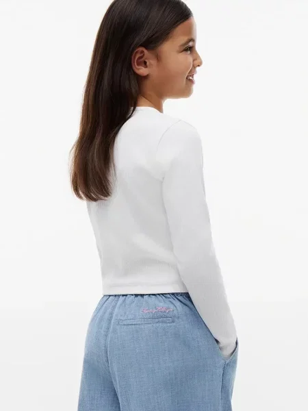 Tommy Hilfiger блуза с дълги ръкави за деца с бяло