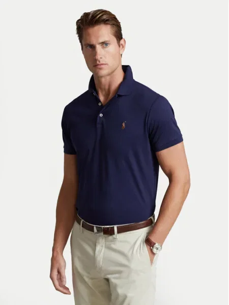 Koszulka polo z wyhaftowanym logo Polo Ralph Lauren niebieska