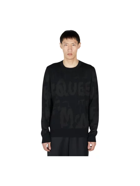 Sweter Alexander Mcqueen z logo czarny