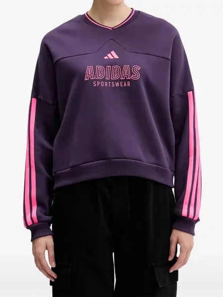 Ριγέ τρέξιμο μπλούζα Adidas από διχτυωτό κόκκινο