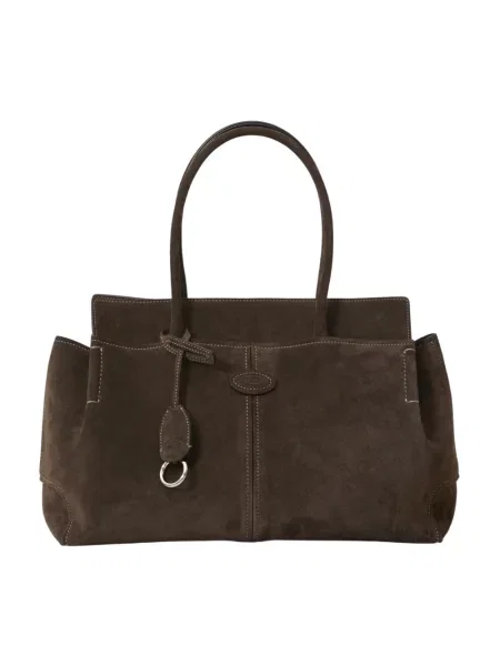 Shopperka Tod's zamszowa z logo brązowa