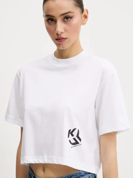 Karl Lagerfeld Jeans tričko s bavlnou bílé
