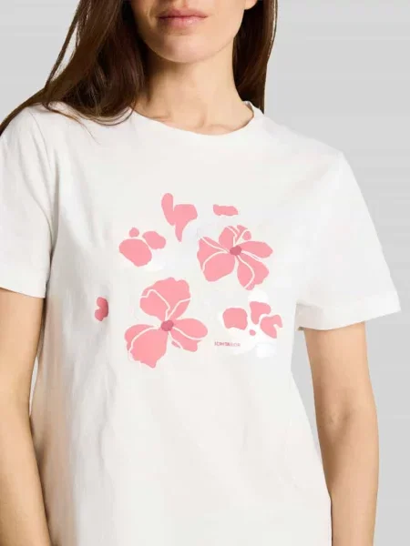 T-shirt o kroju regular fit z czystej bawełny z nadrukiem z motywem Tom Tailor biała