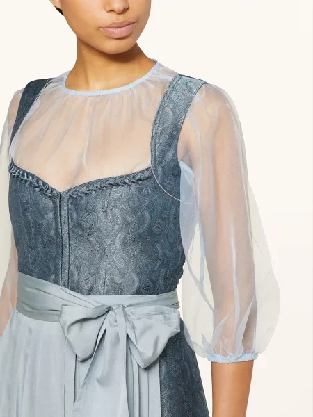 Cocovero Dirndl Halenka Ophie S Rukávem organza blue modrá