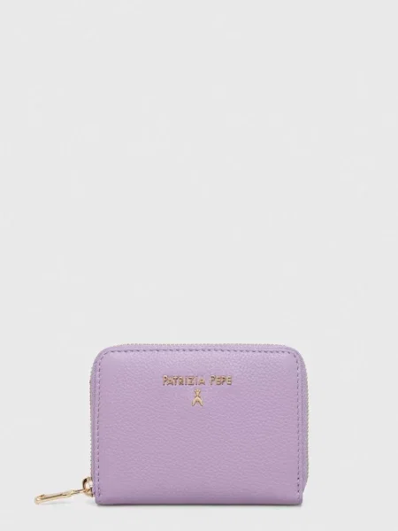 Usnjena denarnica Patrizia Pepe vijolična črna