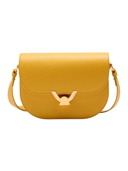 Mała torebka skórzana Coccinelle skórzana żółta