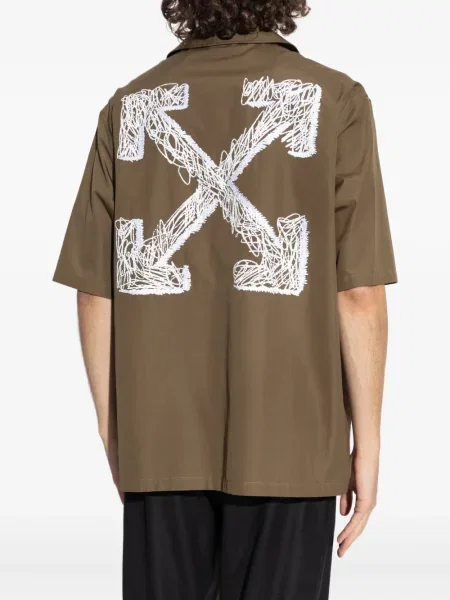 Cămașă Off-white cu imagine scurtă alb