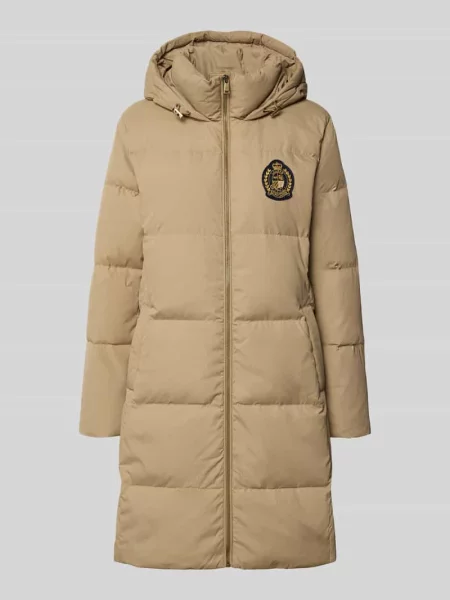 Płaszcz pikowany z wyhaftowanym logo Lauren Ralph Lauren beżowy