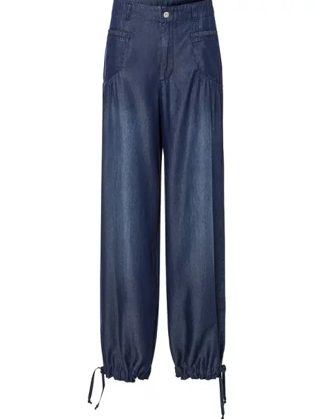 Jeansy wide leg z lejącego lyocellu niebieskie