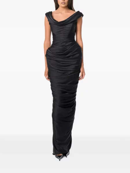 Rochie maxi Norina St cu volane negru