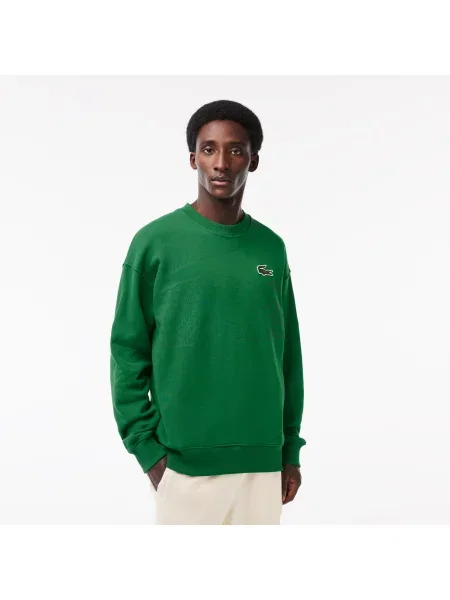Lacoste Bluza Z Okrągłym Dekoltem Loose Fit zielona