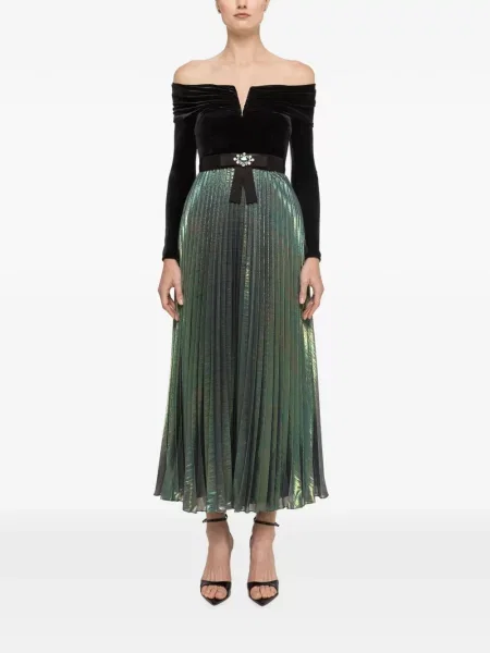 Rochie midi Nissa de catifea verde
